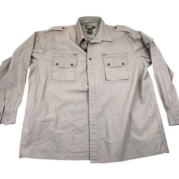 Cabelas Mens Shirt 2XL Beige Cotton Long Sleeve Button-Up - Picture 1 of 7